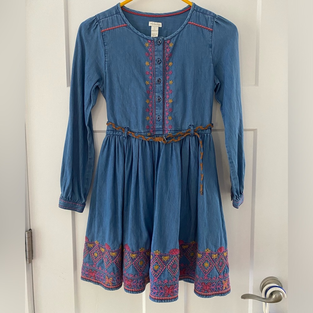 Monsoon Blue Dress with Colorful Embroidery